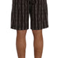 Bordeaux Striped Cotton Knee High Shorts