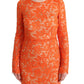 Elegant Long-Sleeve Full-Length Orange Sheath Dress