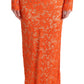 Elegant Long-Sleeve Full-Length Orange Sheath Dress