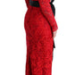 Elegant Red Sheath Dress with Silk Bow Belt