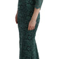 Elegant Green Crystal Embellished Sheath Dress