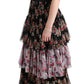 Elegant Floral Shift Dress in Multicolor Silk Blend