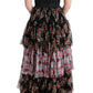 Elegant Floral Shift Dress in Multicolor Silk Blend