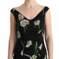 Sunflower Print Full Length Sheath Dress