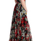 Floral Maxi Gown with Sunflower Print and Crystals