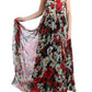 Floral Maxi Gown with Sunflower Print and Crystals