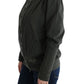 Chic Gray Full-Zip Cotton Sweater