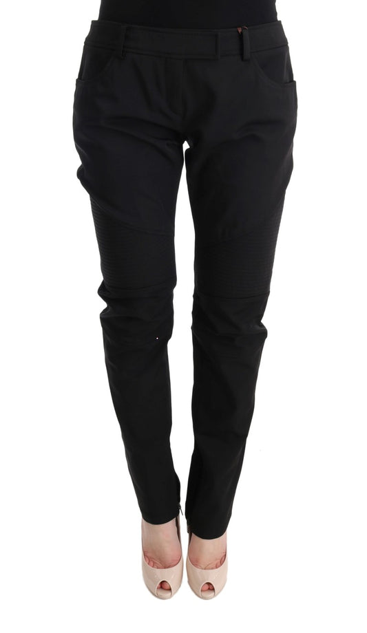 Sleek Black Cotton Slim Fit Pants