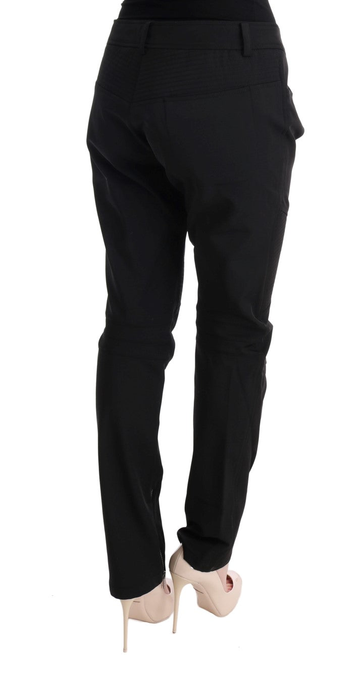 Sleek Black Cotton Slim Fit Pants