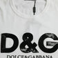 White D&G King Print Cotton Crewneck T-shirt