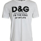 White D&G King Print Cotton Crewneck T-shirt