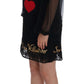 Black Lace Sequined Shift Dress