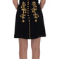 Elegant Black A-Line Sleeveless Dress with Gold Details