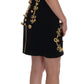 Elegant Black A-Line Sleeveless Dress with Gold Details