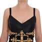 Elegant Black A-Line Sleeveless Dress with Gold Details