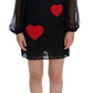 Elegant Black Lace Heart Applique Shift Dress