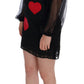 Elegant Black Lace Heart Applique Shift Dress