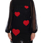 Elegant Black Lace Heart Applique Shift Dress