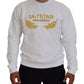 White Embroidered Crewneck Sweatshirt Sweater