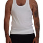 White Cotton Linen Sleeveless Tank T-shirt