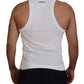 White Cotton Linen Sleeveless Tank T-shirt