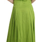 Green Spaghetti Strap Long A-line Pleated Dress