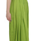 Green Spaghetti Strap Long A-line Pleated Dress