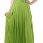 Green Spaghetti Strap Long A-line Pleated Dress