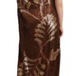 Brown Leaf Sequined Shift One Shoulder Long Dress