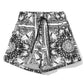 Chic Monochrome Palms Cotton Shorts