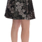 Elegant Black Silver-Floral Straight Skirt