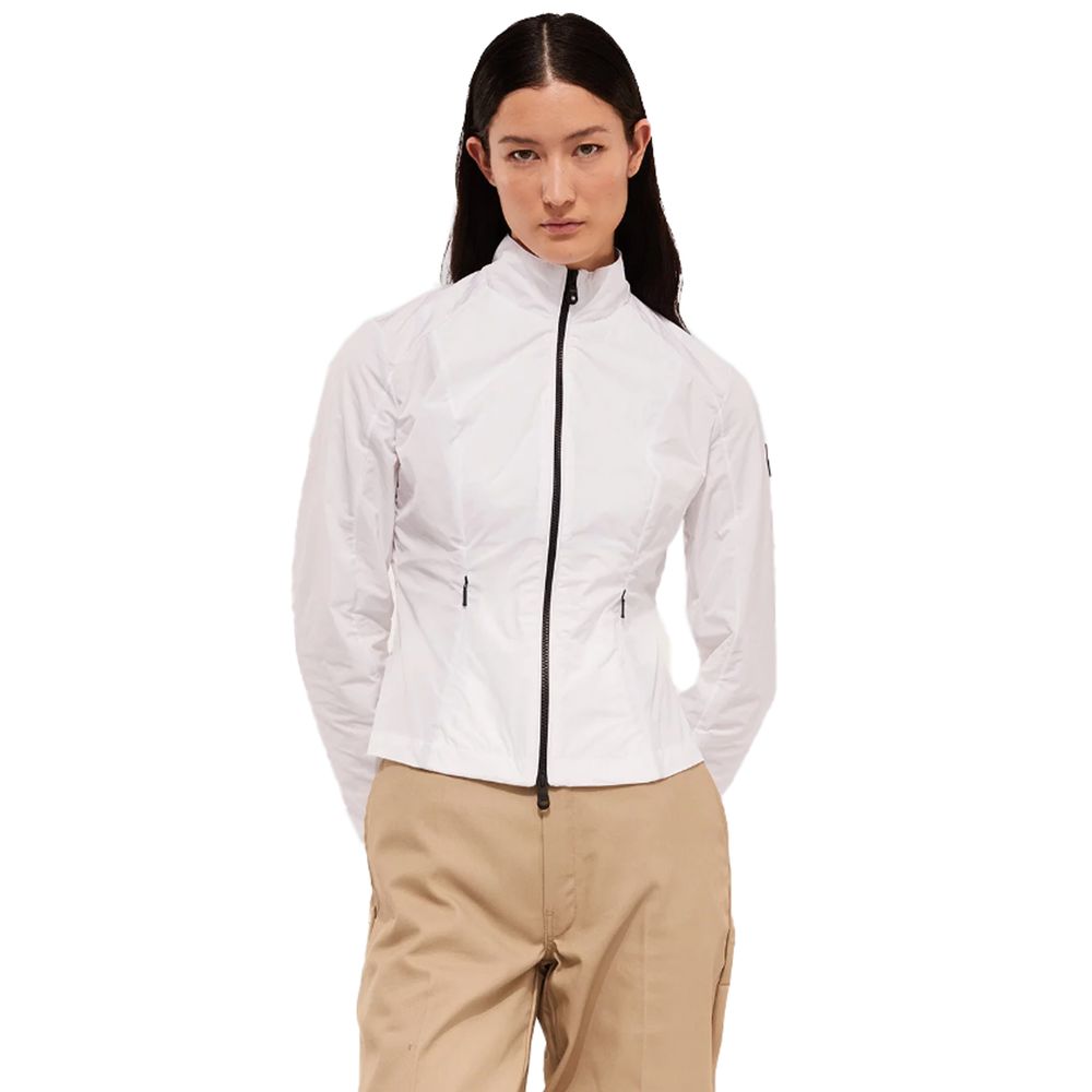 Chic Windproof White Jacket with Logo