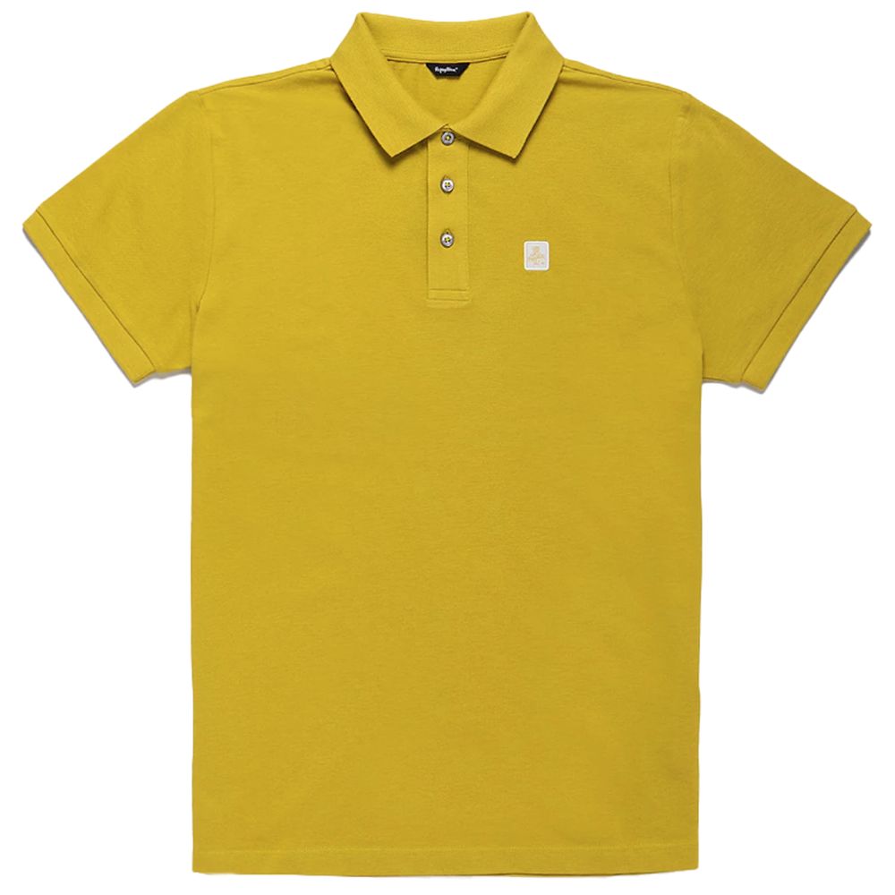 Yellow Cotton Men Polo