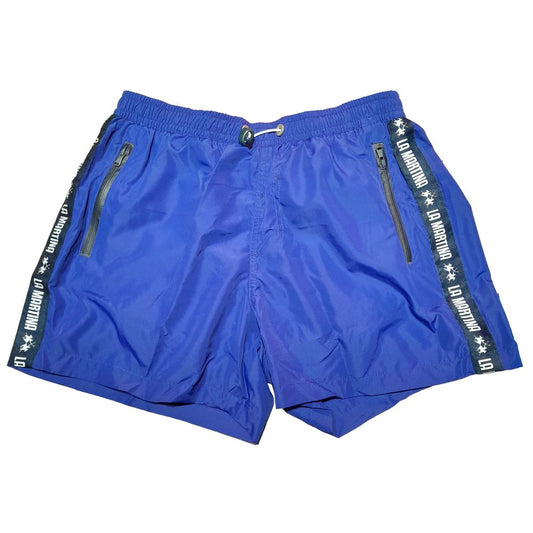 Blue Polyester Men's Swim Trunk