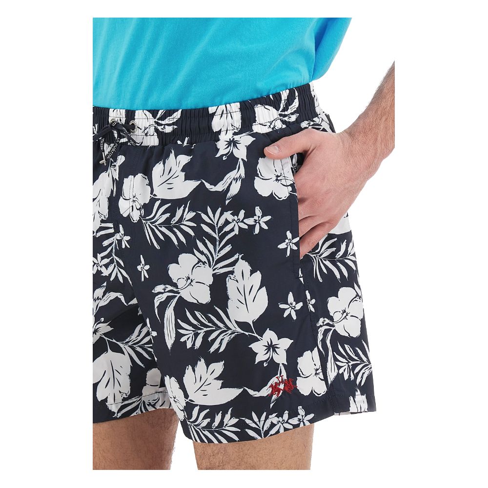 Blue Polyester Men Swimwear