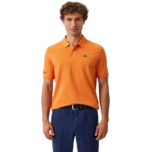 Chic Orange Cotton Polo for the Iconic Gentleman