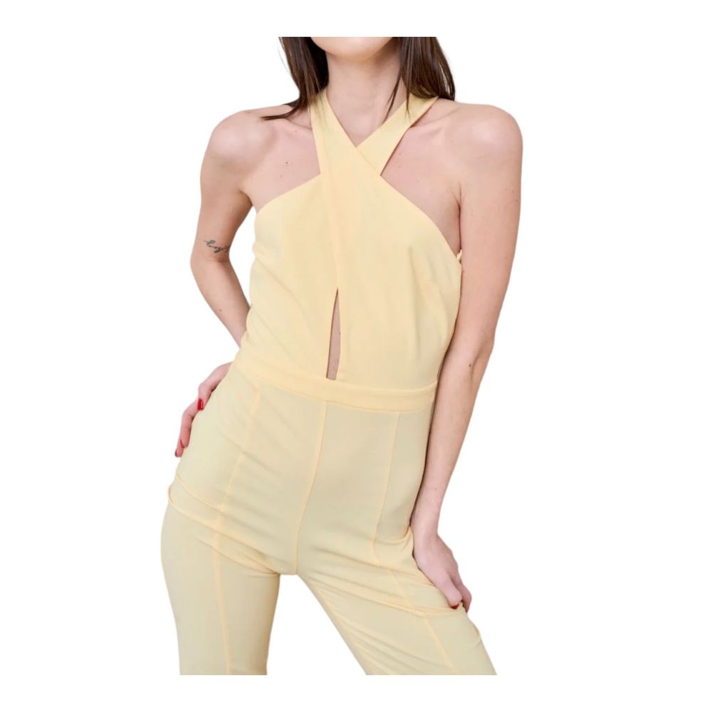 Radiant Canary Yellow Stretch Jumpsuit Dress