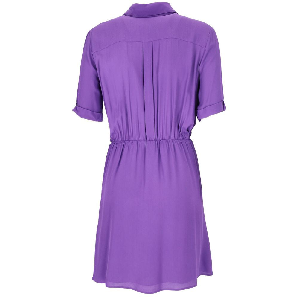 Chic Purple Flared Short Sleeve Shirtdress