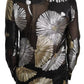 Gold Silver Silk Jacquard See Through Top Blouse