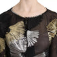 Gold Silver Silk Jacquard See Through Top Blouse