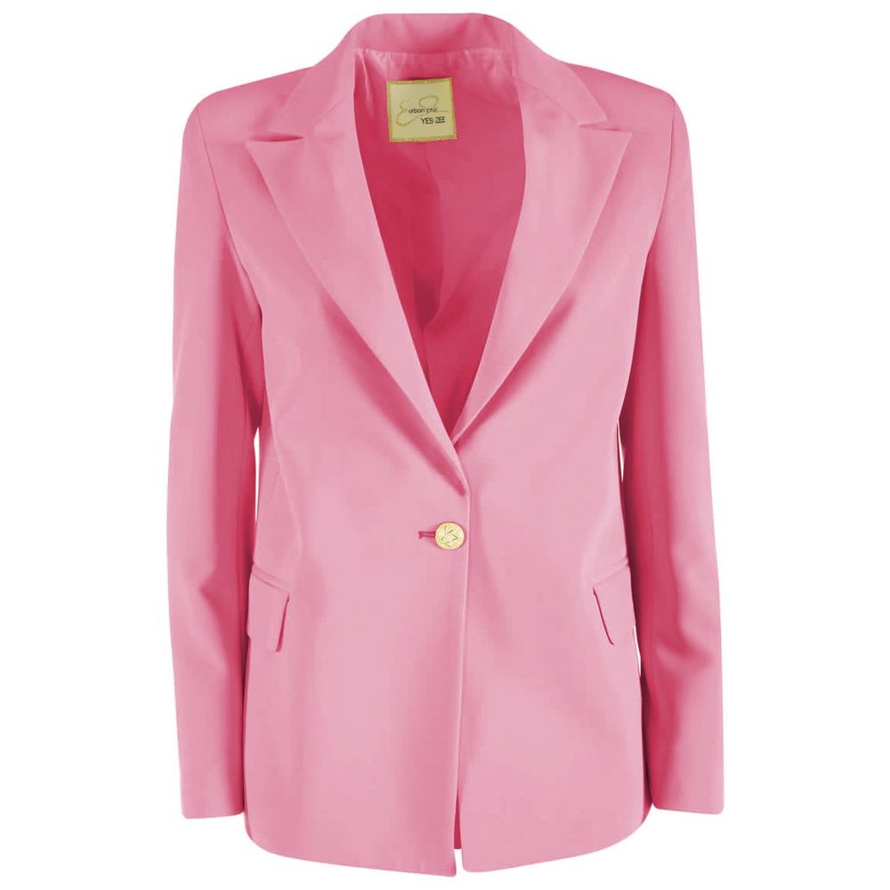 Pink Polyester Women Blazer