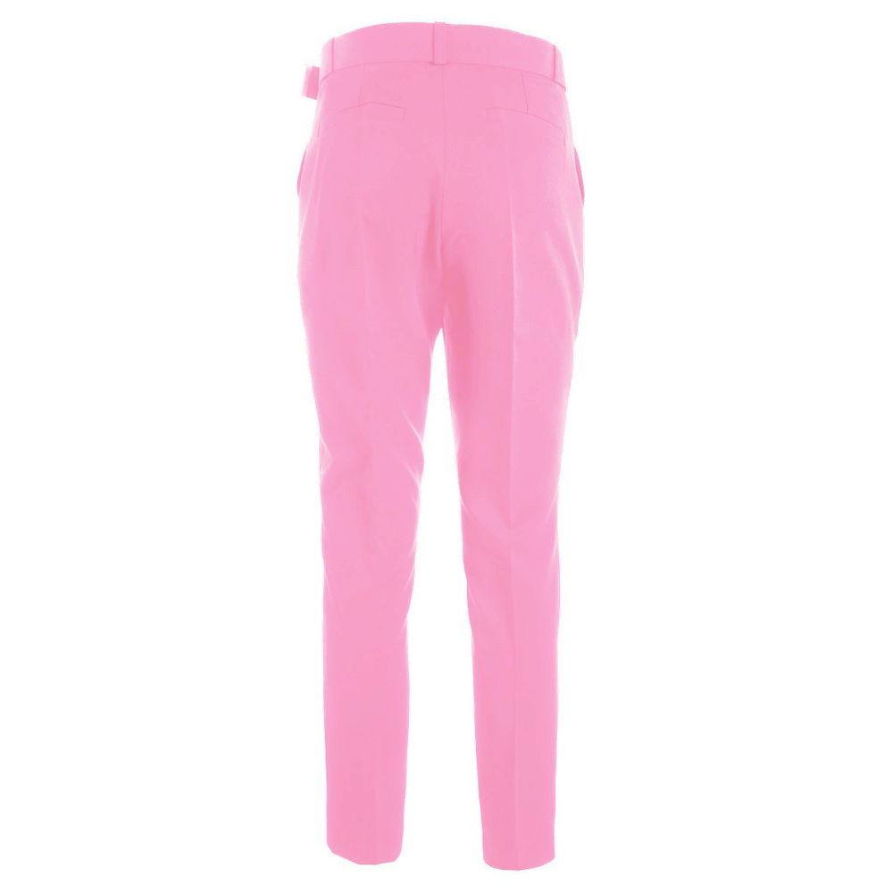 Pink Polyester Women Trouser