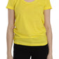 Yellow Round Neck Short Sleeve Shirt Top Blouse