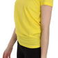 Yellow Round Neck Short Sleeve Shirt Top Blouse