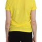 Yellow Round Neck Short Sleeve Shirt Top Blouse