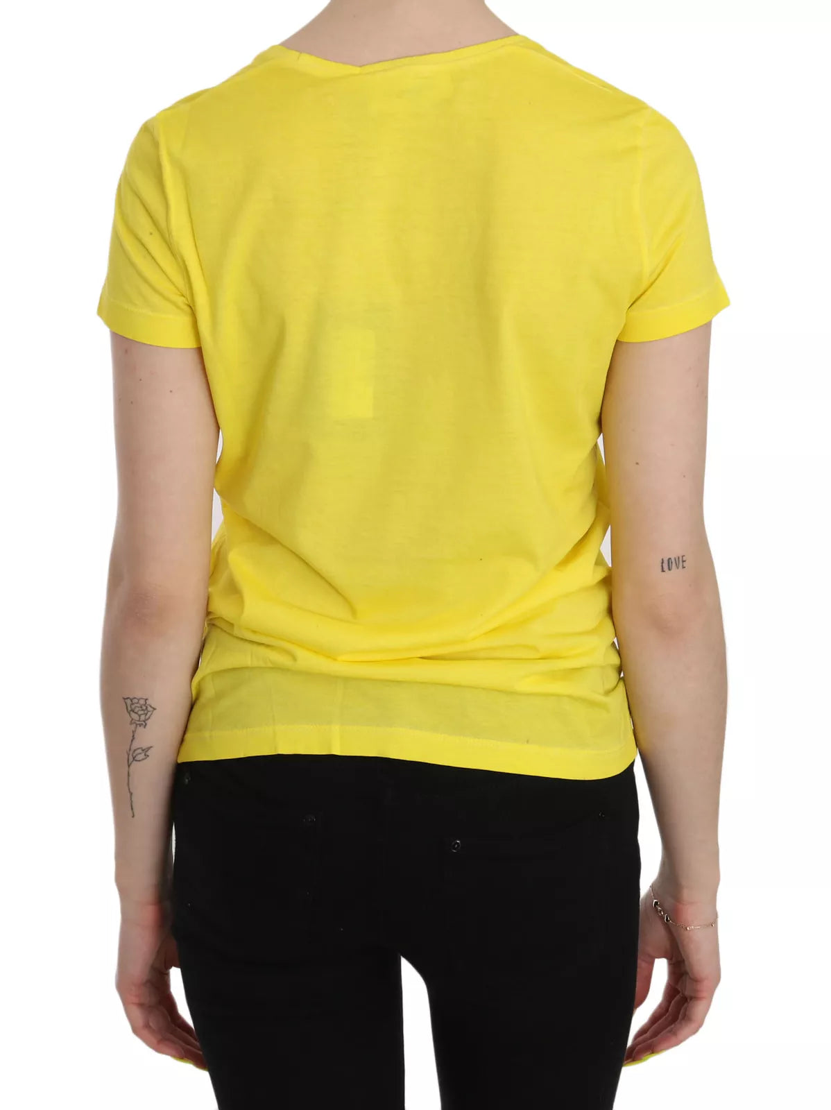 Yellow Round Neck Short Sleeve Shirt Top Blouse