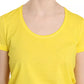 Yellow Round Neck Short Sleeve Shirt Top Blouse