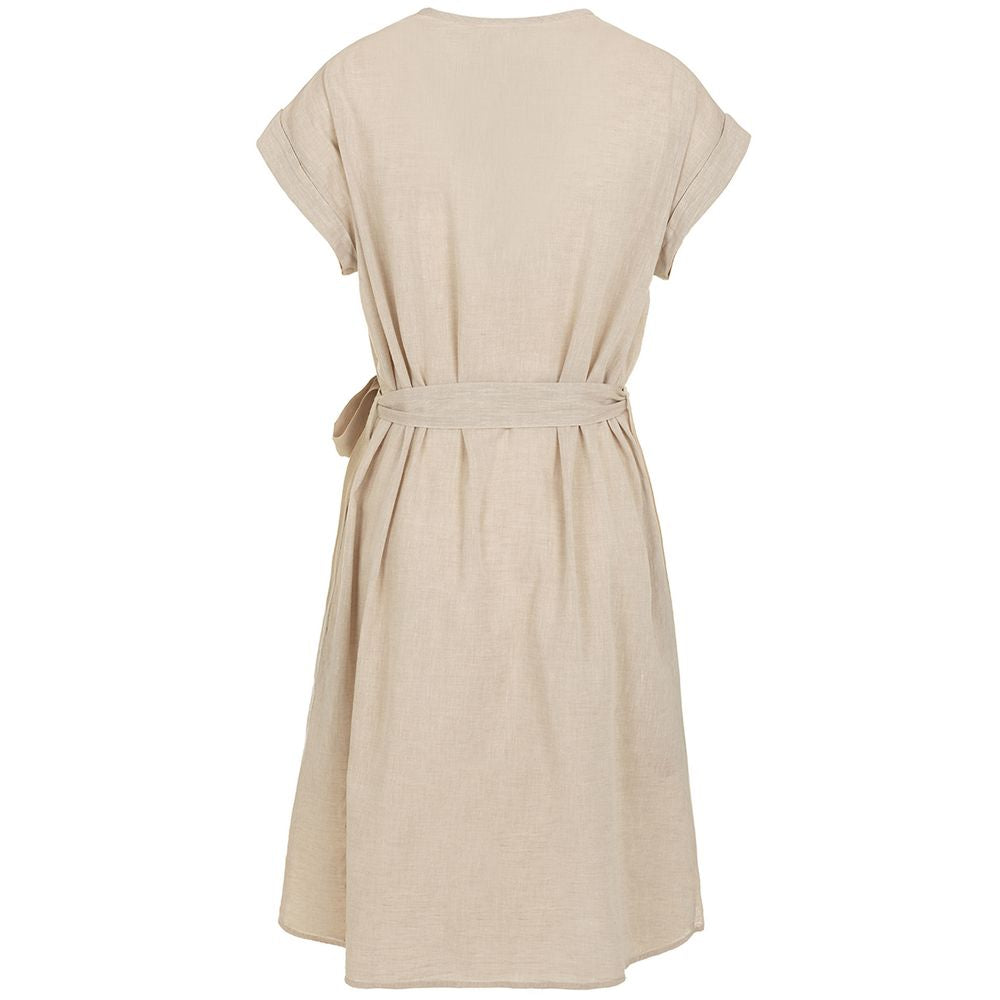 Beige Cotton Women Dress