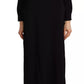 Black Long Sleeves Side Slit Floor Length Dress