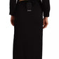 Black Long Sleeves Side Slit Floor Length Dress